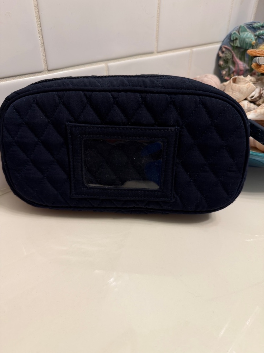 Vera Bradley Quilted Navy Blue Cosmetic Case